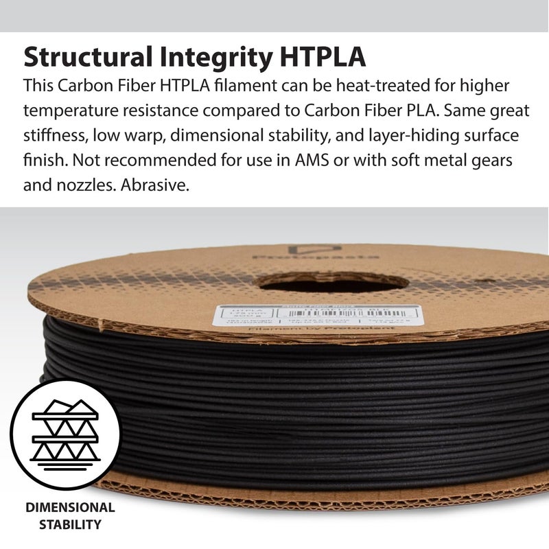Proto-Pasta Protopasta 3D Printer Filament, PLA Filament 1.75mm, Black Carbon Fiber HT PLA Composite, 500g Spool - Image 3